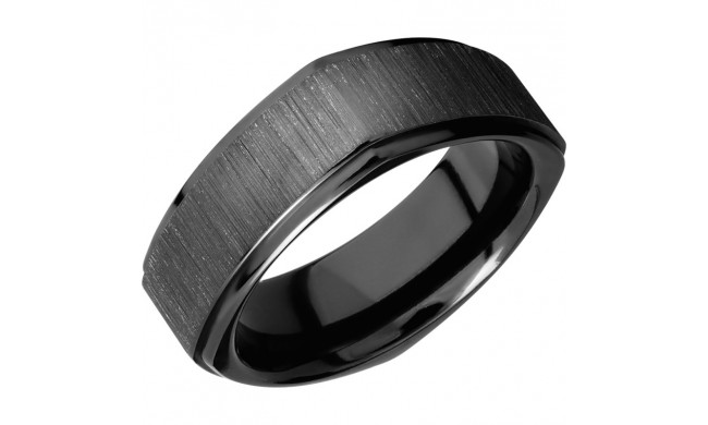 Lashbrook Black Zirconium 8mm Men's Wedding Band - Z8FGESQ+CROSS+SATIN+BLACK_POLISH