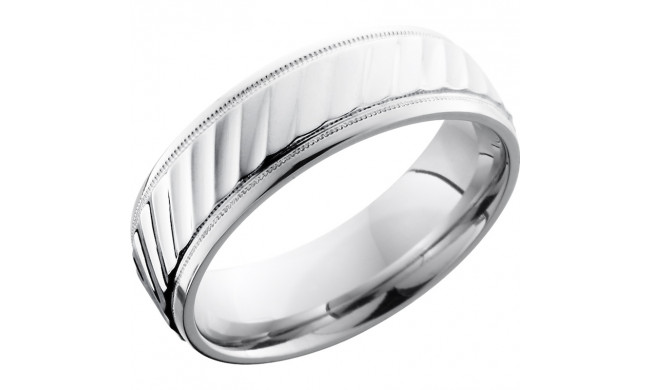 Lashbrook Cobalt Chrome 7mm Men's Wedding Band - CC7B2UMILWSTRIPES+POLISH