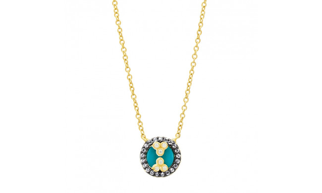 Freida Rothman Embellished Button Layering Necklace - YRZ070232B-TQ-16E