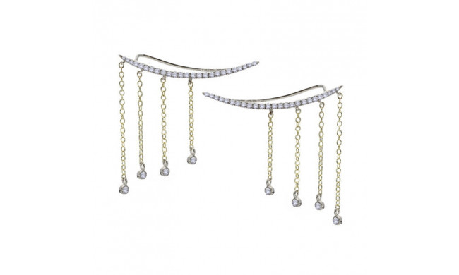 Meira T Yellow Gold Fringe Earcuffs Earrings