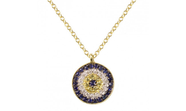 Meira T Yellow Gold Diamond and Sapphire Evil Eye Necklace