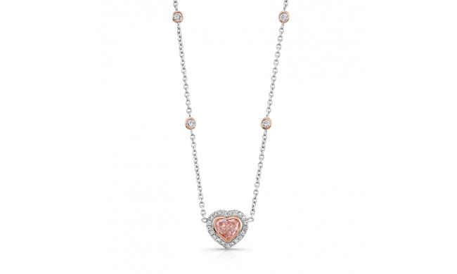 Uneek Heart-Shaped Fancy Light Pink Brown Diamond Pendant with Micropave Halo - LVN540