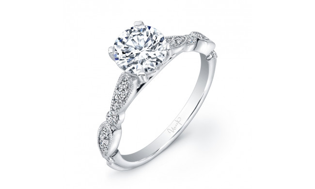 Uneek Antique-Inspired Round Diamond Engagement Ring with Milgrain-Edged Upper Shank - USM019-6.5RD