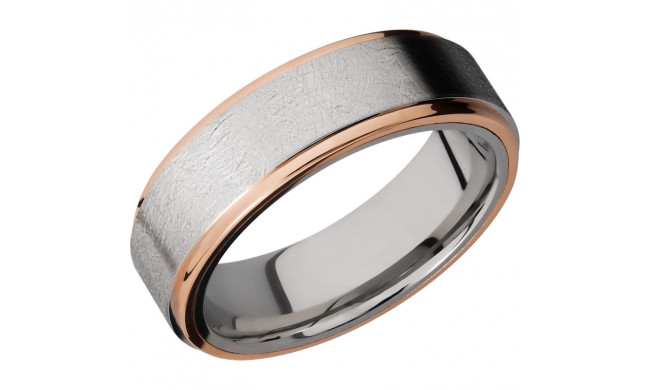 Lashbrook Rose & White Cobalt Chrome 7mm Men's Wedding Band - CC7FGE21EDGE_14KR+DISTRESSED_POLISH