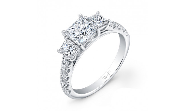Uneek Princess-Cut Diamond Three-Stone Engagement Ring with Pave Upper Shank - USM015PC2-5.5PC