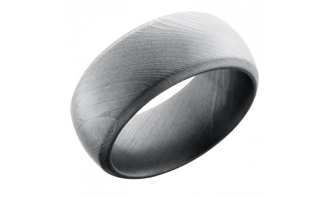 Lashbrook Black & White Damascus Steel 10mm Men's Wedding Band - D10DB+BEAD