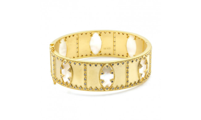 Freida Rothman Textured Pearl Statement Bangle - YZB080106B-MOP