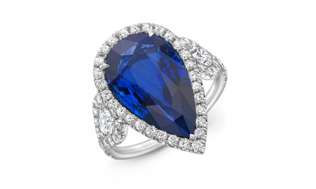 Uneek Pear Shaped Blue Sapphire Engagement Ring - LVS1067BS