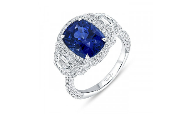 Uneek Signature Blue Sapphire Diamond Engagement Ring - R077CUBS