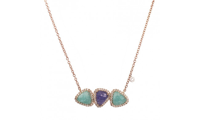 Meira T 14k Rose Gold Amazonite and Tanzanite Three Stone Necklace