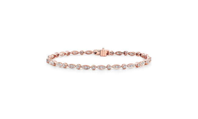 Uneek Diamond Bracelet with Navette-Shaped Clusters and Round Bezel Accents - LVBRW509R