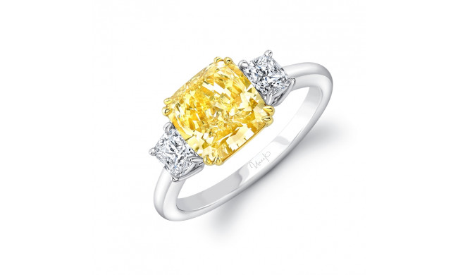 Uneek Cushion Shaped Yellow Diamond Engagement Ring - LVS1061CUFY