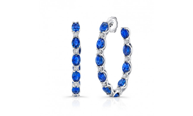 Uneek Blue Sapphire Diamond Hoop Earrings - ER210921U