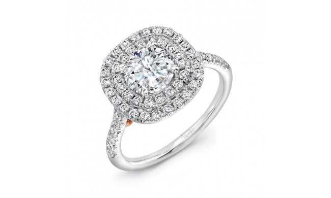 Uneek Splendore Vintage-Inspired Round Diamond Double Halo Engagement Ring - A101DCUWR-6.5RD