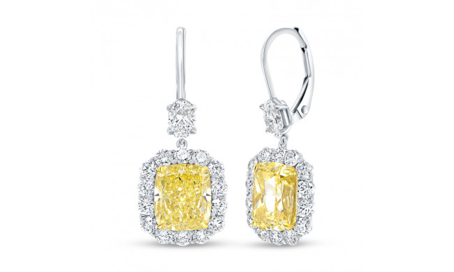 Uneek Natureal Cushion Cut Fancy Yellow Diamond Earrings - ER4007CUFYU