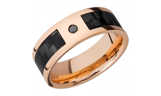 Lashbrook 14k Rose Gold 8mm Men's Wedding Band - 14KRC8F15SEG_CFBLKDIA.07F+POLISH