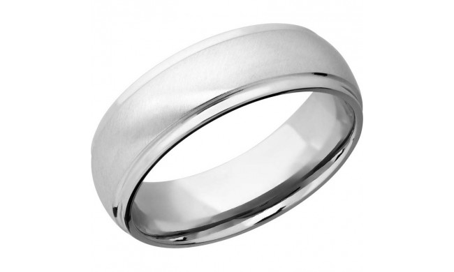 Lashbrook 14k White Gold Men's Wedding Band - 14KW7DGE-P+ANGLE+SATIN_POLISH