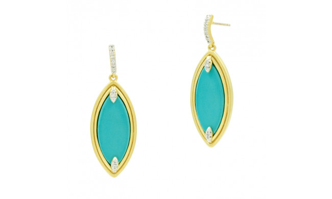 Freida Rothman Fleur Bloom Empire Turquoise Marquise Drop Earrings - FBPYZTQE60-14K
