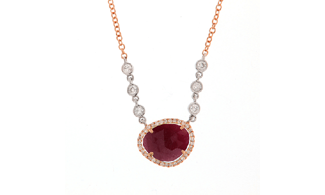 Meira T Ruby 14k Rose Gold Ruby and Diamond Necklace