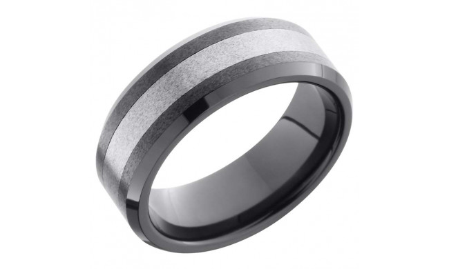 Lashbrook Black & White Tungsten Men's Wedding Band - TCR8335+STONE_POLISH