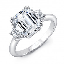 Uneek Three-Stone Ring with 3-Carat Emerald-Cut Diamond Center - LVS1020EM