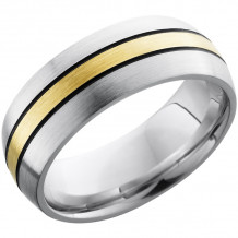 Lashbrook White & Yellow Cobalt Chrome 8mm Men's Wedding Band - CC8D12_14KYMGA+SATIN