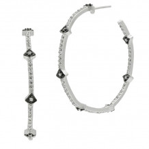 Freida Rothman 14k White Gold Plated Sterling Silver Hoops