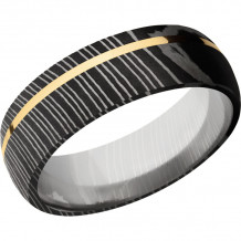 Lashbrook Black White & Yellow Damascus Steel 7mm Men's Wedding Band - D7D11OC_14KY+ACID