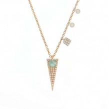 Meira T 14k Rose Gold Diamond and Amazonite Dagger Necklace