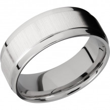 Lashbrook 14k White Gold 8mm Men's Wedding Band - 14KW8FGEW+CROSS+SATIN_POLISH