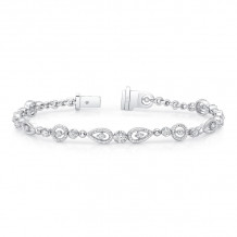 Uneek Round Diamond Bracelet with Round and Pear-Shaped Rope Milgrain Floating Halo Details - LVBRW997W