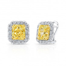 Uneek Radiant-Cut Fancy Yellow Diamond Halo Earrings - LVE273