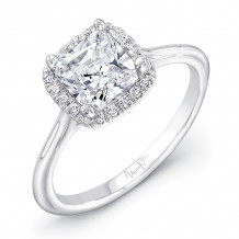 Uneek Classic Princess-Cut-Diamond-on-Cushion-Halo Engagement Ring with Sleek, Stoneless Unity Tri-Fluted Shank - USMS08CU-5.5