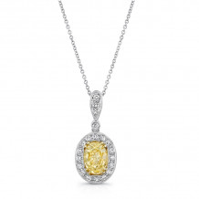 Uneek Oval Fancy Yellow Diamond Halo Pendant - NEK156