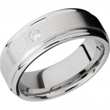 Lashbrook Cobalt Chrome 8mm Men's Wedding Band - CC8REFDIA.07F+ANGLE+STONE_POLISH