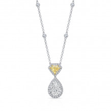 Uneek Pear-Shaped Diamond Pendant with Shield-Cut Fancy Yellow Diamond Accent - LVN926