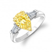 Uneek Pear Shaped Fancy Yellow Diamond Engagement Ring - LVS1024PSFY