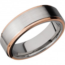 Lashbrook Rose & White Cobalt Chrome 7mm Men's Wedding Band - CC7FGE21EDGE_14KR+SATIN_POLISH