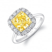 Uneek Cushion Shaped Yellow Diamond Engagement Ring - LVS1060CUFY