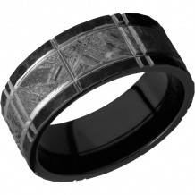 Lashbrook Black Zirconium Meteorite 8mm Men's Wedding Band - Z8.5F15_METEORITE_CROSSHATCH+HAMMER