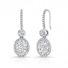 Uneek Oval Diamond Drop Earrings with Bezel-Set Round Diamonds - LVE307