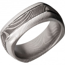 Lashbrook Black & White Damascus Steel 8mm Men's Wedding Band - D8DSQ2.5FLATTWIST+ACID_BEAD