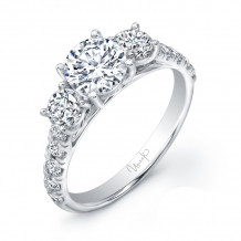 Uneek Round Diamond Three-Stone Engagement Ring with Pave Upper Shank - USM015RD2-6.5RD