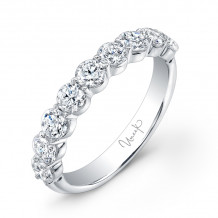 Uneek 9-Diamond Shared-Prong Wedding Band with Scalloped Edges - UWB05