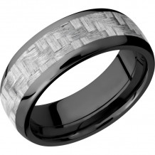 Lashbrook Black Zirconium 8mm Men's Wedding Band - ZC8D15_SILVERCF+POLISH