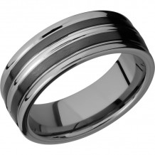 Lashbrook Black Tungsten Men's Wedding Band - TCR8347+SATIN_POLISH