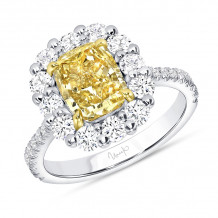 Uneek Cushion Fancy Yellow Diamond Engagement Ring - LVS1015CUFY