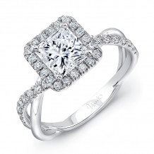 Uneek Princess-Cut Diamond Halo Engagement Ring with Infinity-Style Crisscross Shank - SM817PR-5.5PC