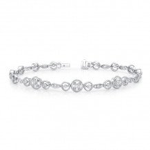 Uneek Round Diamond Bracelet with Mixed-Size Round Bead Milgrain Floating Halo Details and Navette-Shaped Accent Clusters - LVBRW581W