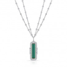 Uneek The Empress Emerald Cut Green Tourmaline Diamond Pendant - LVN689TML